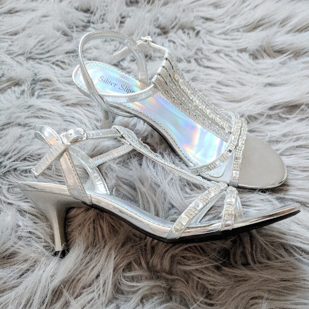 silver slipper heels